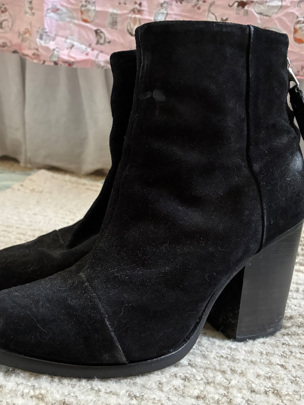 rag & bone Black Suede Block Heel Ankle Boots